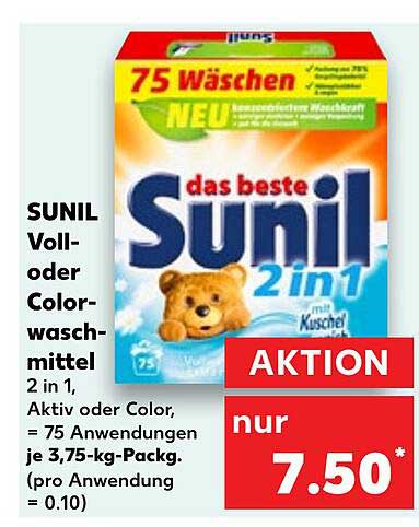 SUNIL Voll- oder Colorwaschmittel 2 in 1