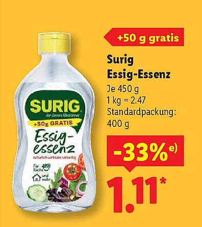 Surig Essig-Essenz 450 g + 50 g gratis