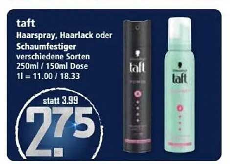 taft Haarspray, Haarspray oder Schaumfestiger 250ml / 150ml Dose