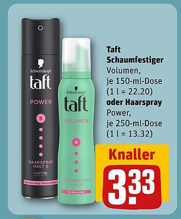 Taft Schaumfestiger Volumen, je 150-ml-Dose oder Haarspray Power, je 250-ml-Dose