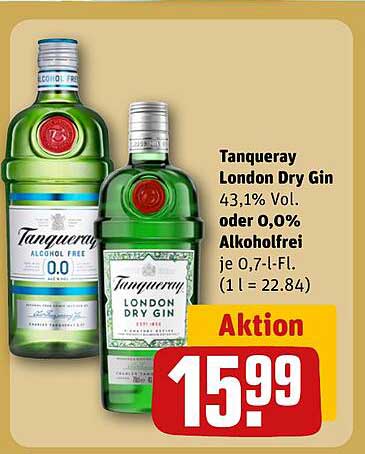 Tanqueray London Dry Gin 43,1% Vol. oder 0,0% Alkoholfrei