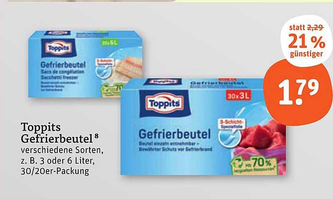 Toppits Gefrierbeutel – 30er/20er-Packung