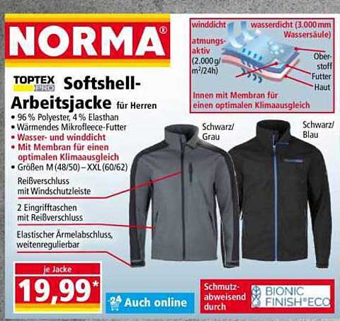 TOPTEX PRO Softshell-Arbeitsjacke für Herren