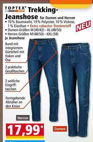 TOPTEX Trekking-Jeanshose für Damen und Herren – neu!