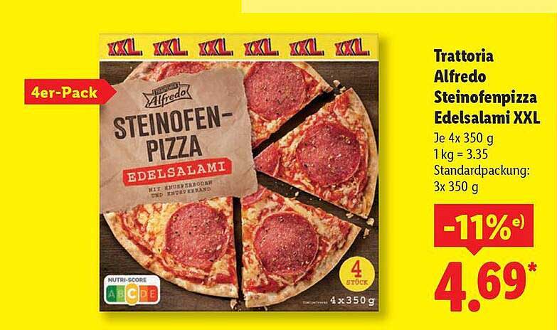 Trattoria Alfredo Steinofenpizza Edelsalami XXL 4er-Pack