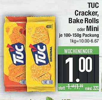 TUC Cracker, Bake Rolls oder Mini je 100-150g Packung