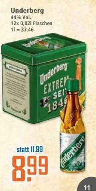 Underberg 44% Vol. - 12 x 0,02l Flaschen im praktischen Geschenkset