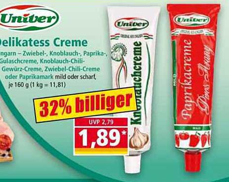Univer Delikatess Creme - Knoblauchcreme und Paprikacreme