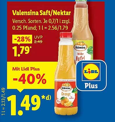Valensina Saft/Nektar - Erfrischender Genuss in verschiedenen Sorten