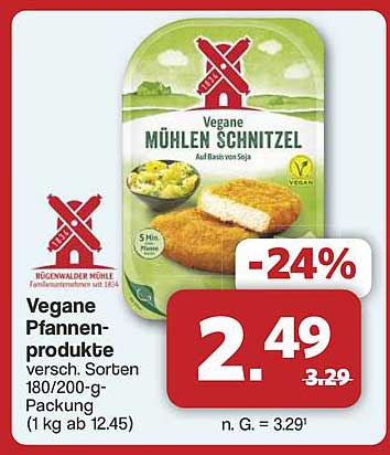 Vegane Mühlen Schnitzel, verschiedene Sorten - 180/200-g-Packung