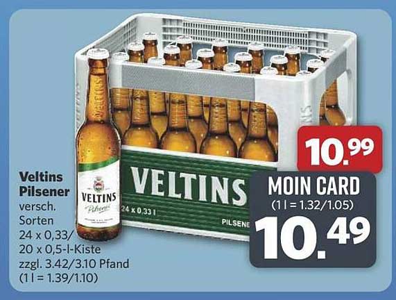 Veltins Pilsener Kästen 24 x 0,33 l für nur 10,49 €