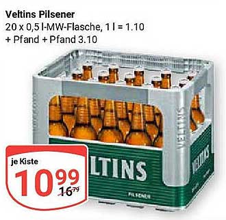 Veltins Pilsener Kiste 20 x 0,5 l MW-Flasche