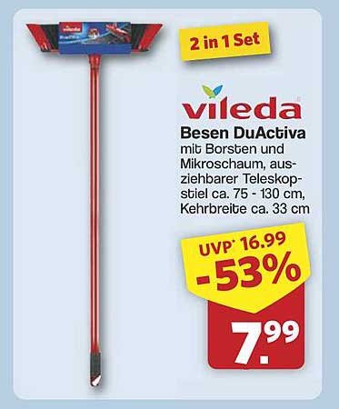 Vileda Besen DuActiva mit Borsten und Mikroschaum