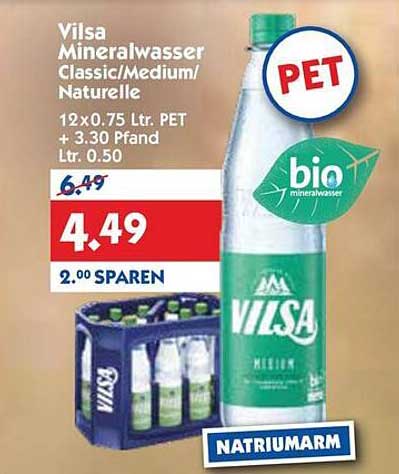 Vilsa Mineralwasser Classic/Medium/Naturelle 12x0.75 Ltr.