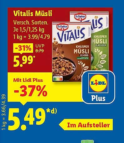 Vitalis Müsli - Verschiedene Sorten 1 kg