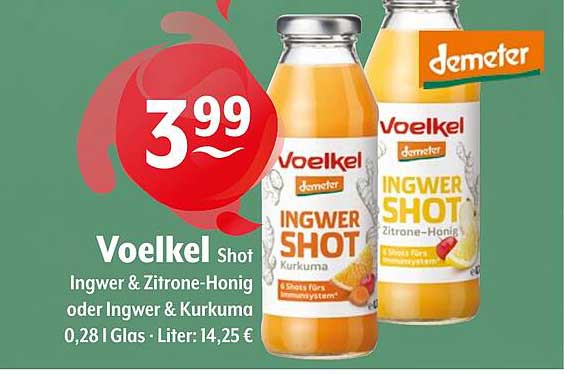 Voelkel Ingwer Shot - Ingwer & Zitrone-Honig oder Ingwer & Kurkuma