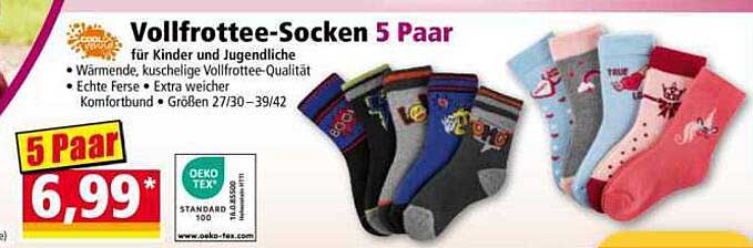 Vollfrottee-Socken 5 Paar für Kinder und Jugendliche