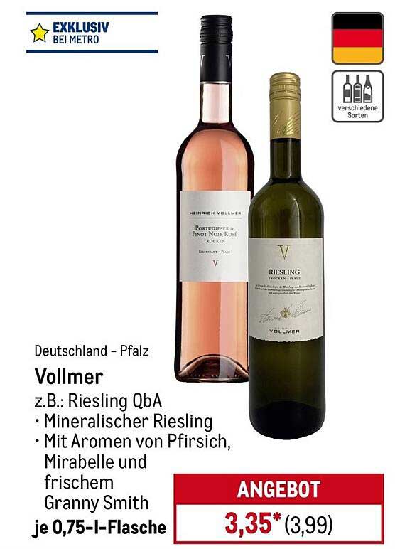 Vollmer Riesling und Portugieser & Pinot Noir Rosé trocken 0,75 l-Flasche