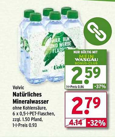 Volvic Natürliches Mineralwasser 6 x 0,5 l PET-Flaschen