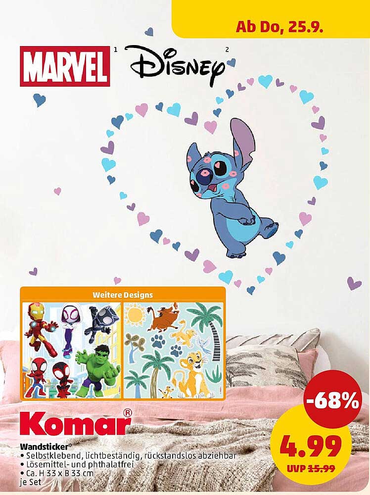 Wandsticker von Komar – Marvel & Disney Designs