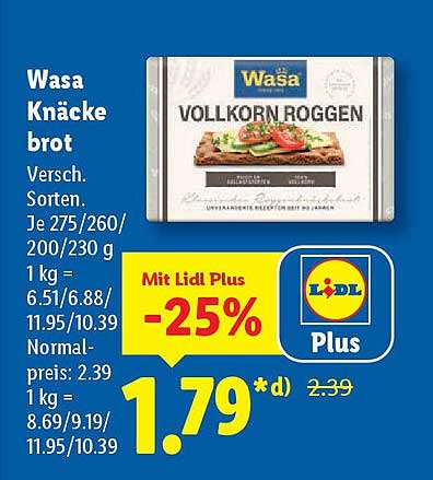 Wasa Knäckebrot Vollkorn Roggen