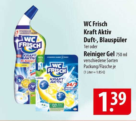 WC Frisch Kraft Aktiv Duft-, Blaupüler 1er oder Reiniger Gel 750 ml verschiedene Sorten