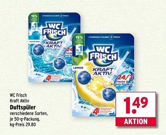WC Frisch Kraft Aktiv Duftspüler - verschiedene Sorten, je 50-g-Packung