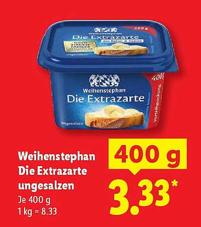 Weihenstephan Die Extrazarte ungesalzen 400 g