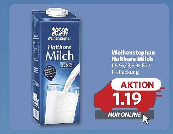Weihenstephan Haltbare Milch 1,5 % / 3,5 % Fett 1-l-Packung