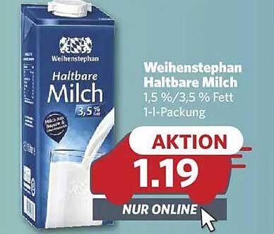 Weihenstephan Haltbare Milch 1,5 %/3,5 % Fett 1-Liter-Packung