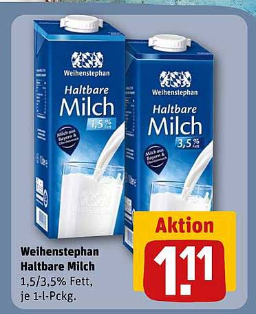 Weihenstephan Haltbare Milch 1,5/3,5% Fett, je 1-l-Pckg.