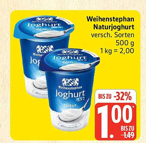 Weihenstephan Naturjoghurt versch. Sorten 500 g