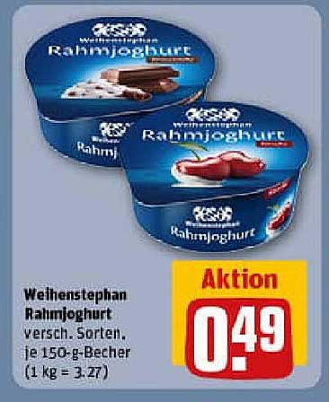 Weihenstephan Rahmjoghurt, verschiedene Sorten, je 150-g-Becher
