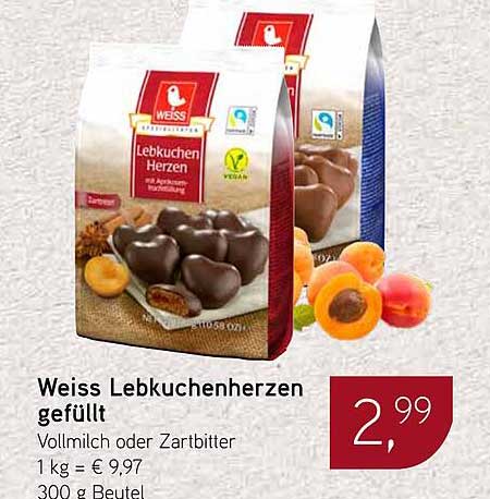 Weiss Lebkuchenherzen gefüllt