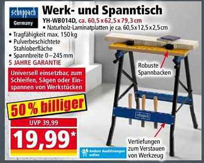 Werk- und Spanntisch von Scheppach - 50 % günstiger!