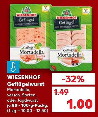 WIESENHOF Geflügelwurst - Mortadella, verschiedene Sorten