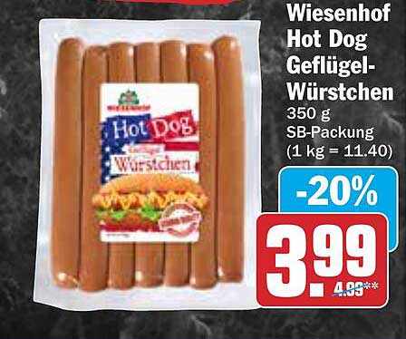 Wiesenhof Hot Dog Geflügel-Würstchen 350 g SB-Packung