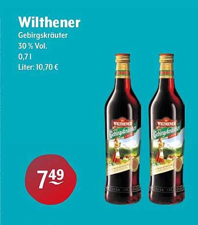 Wilthener Gebirgskräuter 30 % Vol. 0,7 l zum Aktionspreis