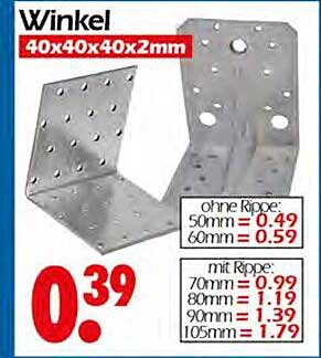 Winkel 40x40x40x2mm