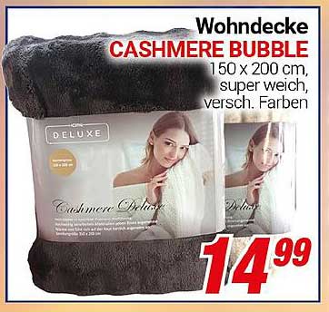 Wohndecke CASHMERE BUBBLE 150 x 200 cm, super weich, versch. Farben