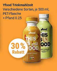 Yfood Trinkmahlzeit - Verschiedene Sorten, je 500 ml, PET-Flasche + Pfand 0.25