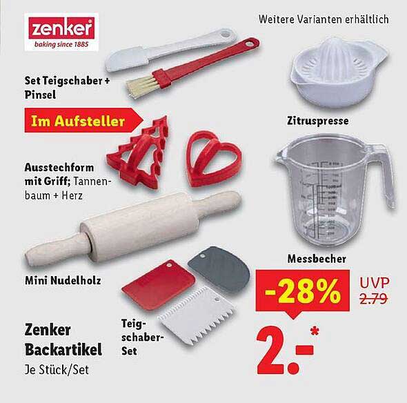 Zenker Backartikel - Teigschaber-Set, Mini Nudelholz und mehr