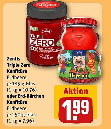 Zentis Triple Zero Konfitüre Erdbeere und Erd-Bärchen Konfitüre