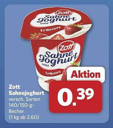 Zott Sahnejoghurt verschiedene Sorten 140/150-g-Becher