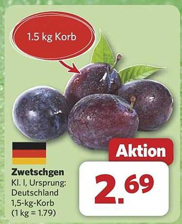 Zwetschgen Kl. I, Herkunft: Deutschland (1,5-kg-Korb)