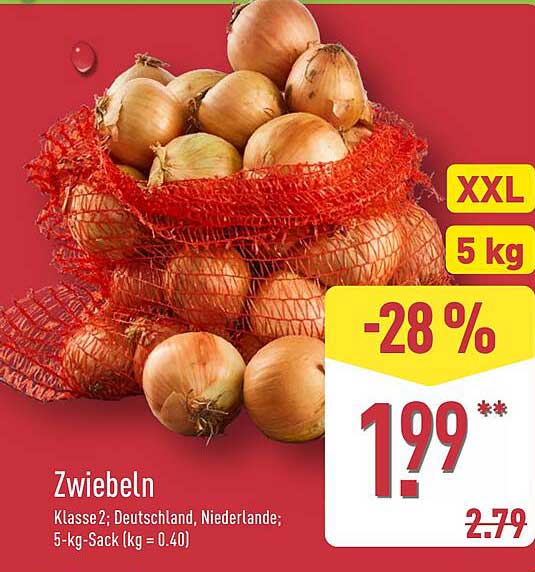 Zwiebeln, Klasse 2, 5 kg-Sack