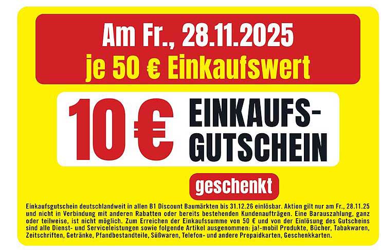 10 € Einkaufs-Gutschein bei 50 € Einkaufswert