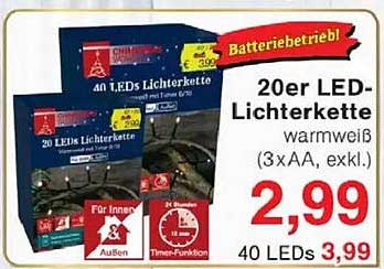 20er LED-Lichterkette warmweiß (3xAA, exkl.)