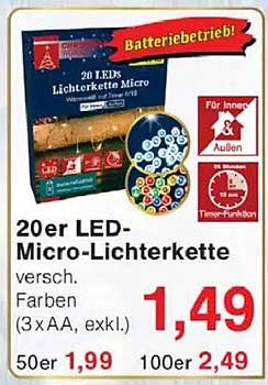 20er LED-Micro-Lichterkette versch. Farben