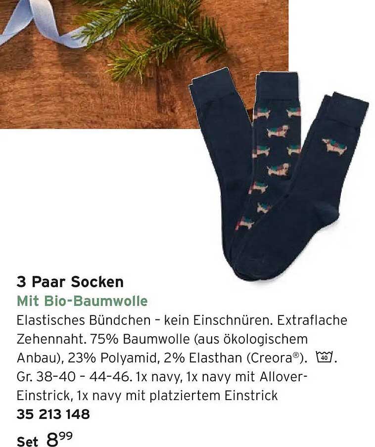 3 Paar Socken mit Bio-Baumwolle